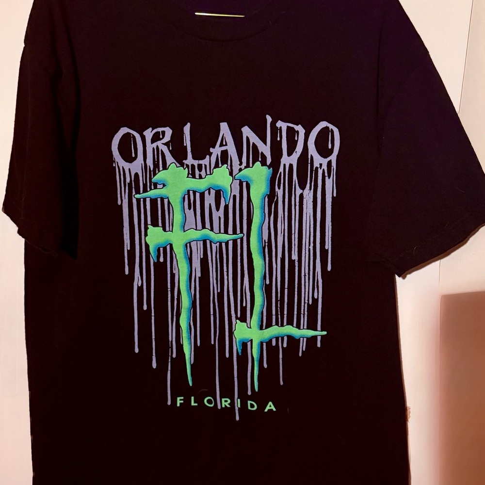 Orlando Florida Graphic T-Shirt Black Neon Green M